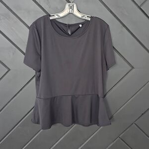 Black Peplum Short Sleeve Shirt